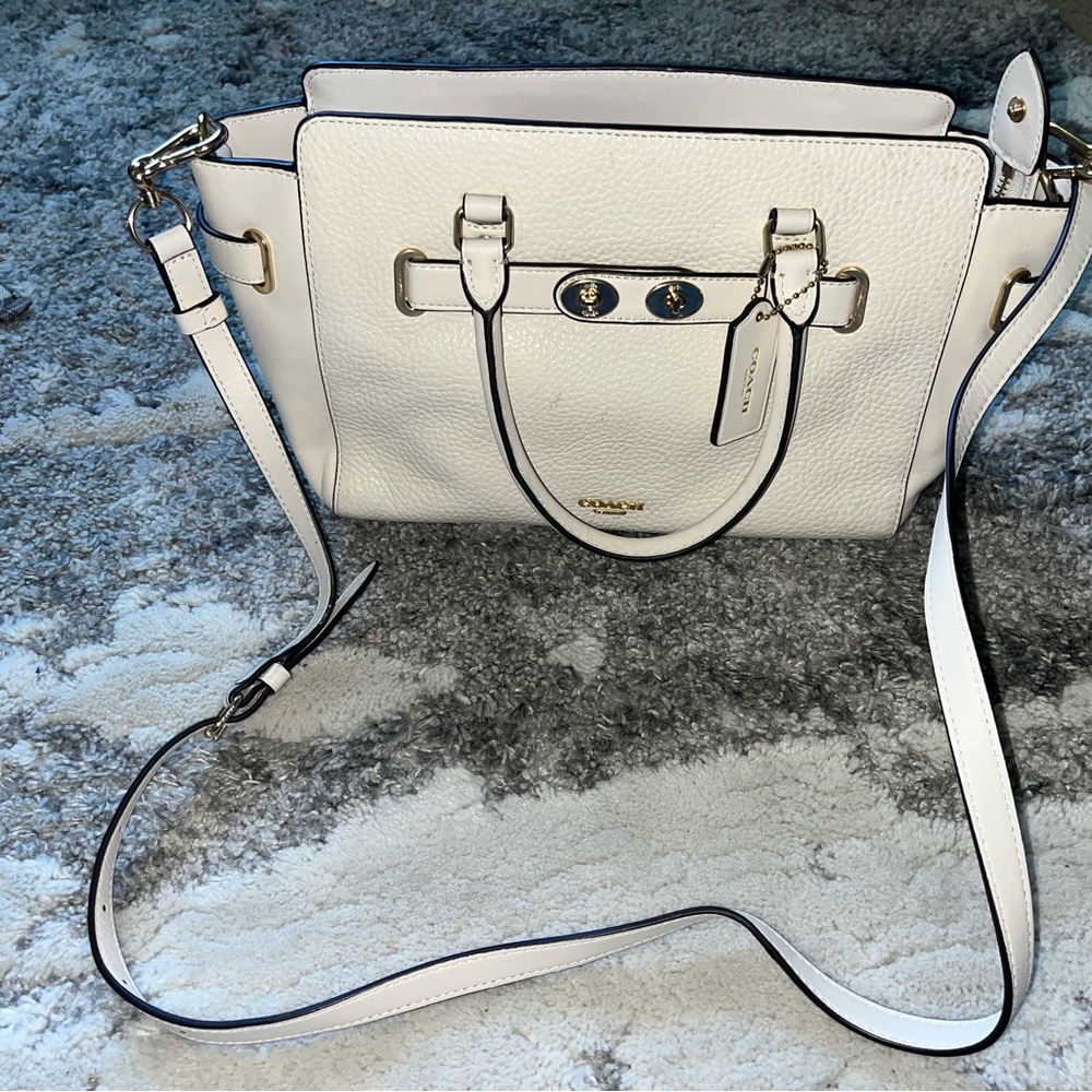 Coach mini Blake carryall in cream pebbled leather.  The perfect medium size